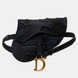 Pre Owned Dior Blue Canvas Camouflage Saddle Belt Bag