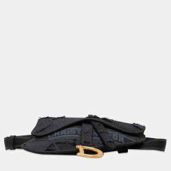 Pre Owned Dior Blue Canvas Camouflage Saddle Belt Bag