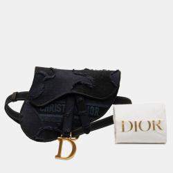 Pre Owned Dior Blue Canvas Camouflage Saddle Belt Bag