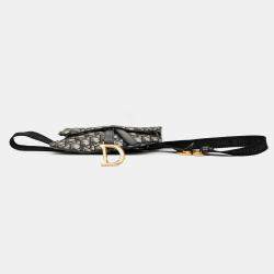 Pre Owned Dior Blue Oblique Canvas Saddle Belt Bag