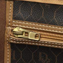 Dior Brown Honeycomb Coated Canvas Travel Bag