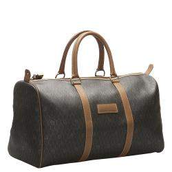 Dior Brown Honeycomb Coated Canvas Travel Bag