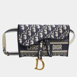 Used Grey Christian Dior Saddle Slim Pouch Belt Bag Grey Dior