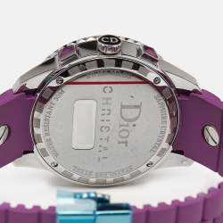 Dior Purple Stainless Steel Diamond Rubber Christal CD11431JR001 Women's Wristwatch 39 mm