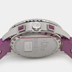 Dior Purple Stainless Steel Diamond Rubber Christal CD11431JR001 Women's Wristwatch 39 mm