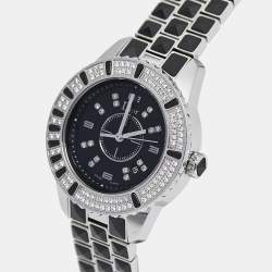 Dior Black Ceramic Stainless Steel Diamonds Christal CD11311B  WOmen's Wristwatch 33 mm