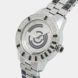Dior Black Diamond Paved Stainless Steel Christal CD11311BM001 Women's Wristwatch 33 mm