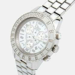 Dior White Stainless Steel Diamond Christal CD114311M001 Women's Wristwatch 38 mm