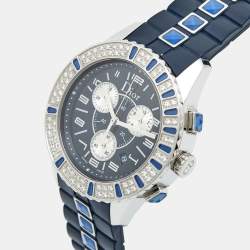 Dior Blue Diamonds Stainless Steel Rubber Christal CD11431IR001 Women's Wristwatch 38 mm 