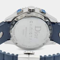 Dior Blue Diamonds Stainless Steel Rubber Christal CD11431IR001 Women's Wristwatch 38 mm 