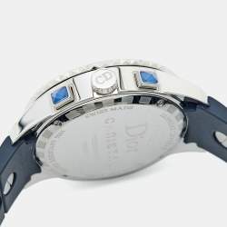 Dior Blue Diamonds Stainless Steel Rubber Christal CD11431IR001 Women's Wristwatch 38 mm 