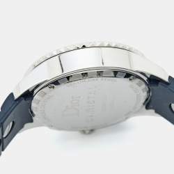 Dior Blue Diamonds Stainless Steel Rubber Christal CD11431IR001 Women's Wristwatch 38 mm 