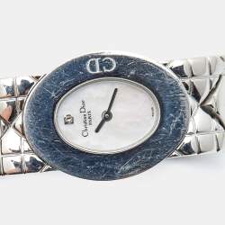 Pre Owned Christian Dior Mother of Pearl Stainless Steel Lady Dior D90-100 Women's Wristwatch 21 mm