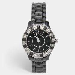 Dior Black Diamond Ceramic Stainless Steel Dior VIII CD1231E1C001 Women's Wristwatch 33 mm 