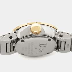 Pre Owned Dior Mother Of Pearl Diamond 18K Yellow Gold Stainless Steel La Mini D Dior Satine CD040120M003 Women's Wristwatch 19 mm