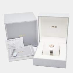 Pre Owned Dior Mother Of Pearl Diamond 18K Yellow Gold Stainless Steel La Mini D Dior Satine CD040120M003 Women's Wristwatch 19 mm