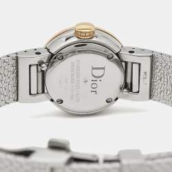 Pre Owned Dior Mother Of Pearl Diamond 18K Yellow Gold Stainless Steel La Mini D Dior Satine CD040120M003 Women's Wristwatch 19 mm