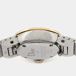 Pre Owned Dior Mother Of Pearl Diamond 18K Yellow Gold Stainless Steel La Mini D Dior Satine CD040120M003 Women's Wristwatch 19 mm
