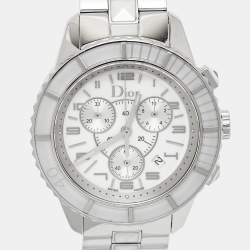 Dior White Stainless Steel Christal CD114310M001 Women's Wristwatch 38 mm