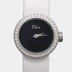 Pre Owned Christian Dior La D De Dior CD040110-J Quartz Diamond Stainless Steel Womens Wristwatch 19 mm