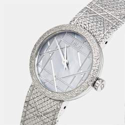 Pre Owned Dior La D De Dior CD04111X1545 Gray Dial Stainless Steel Women's Wristwatch 25 mm