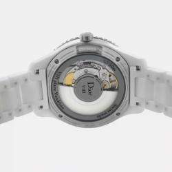 Pre Owned Christian Dior VIII Montaigne CD1245E9C001 Quartz White Diamond Mother of Pearl Ceramic Women's Wristwatch 39 mm