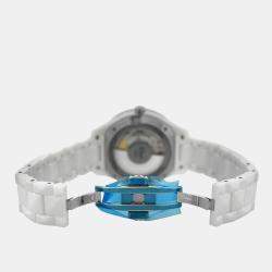 Pre Owned Christian Dior VIII Montaigne CD1245E9C001 Quartz White Diamond Mother of Pearl Ceramic Women's Wristwatch 39 mm