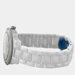 Pre Owned Christian Dior VIII Montaigne CD1245E9C001 Quartz White Diamond Mother of Pearl Ceramic Women's Wristwatch 39 mm