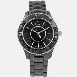 Pre Owned Christian Dior VIII Vendome CD1231E0 Quartz Black Ceramic Women's Wristwatch 34 mm