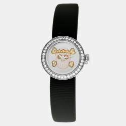 Pre Owned Dior La Mini D De Dior CD040110A030 Quartz Diamond Mother of Pearl Stainless Steel Women's Wristwatch 19 mm