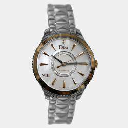 Pre Owned Dior VIII Montaigne CD1535I0M001 Automatic Diamond Mother of Pearl 18K Yellow Gold Stainless Steel Women's Wristwatch 36 mm
