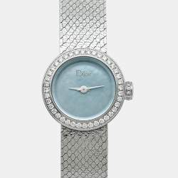 مملوكة مسبقًا ساعة يد نسائية ديور  لا ميني دي ديور ساتين CD040110M002 ألماس ستانلس ستيل صدف  19 مم