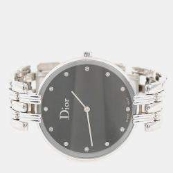 مملوكة مسبقًا ساعة يد نسائية ديور باجيرا CD094110 ألماس ستانلس ستيل كوارتز سوداء 35.5 مم