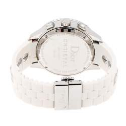 Dior White Stainless Steel Christal CD114311 Women's Wristwatch 38 mm