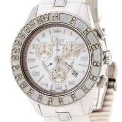 Dior White Stainless Steel Christal CD114311 Women's Wristwatch 38 mm