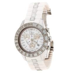 Dior White Stainless Steel Christal CD114311 Women's Wristwatch 38 mm