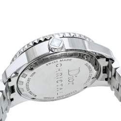 Pre Owned Dior White Stainless Steel Diamonds Christal CD113112-V Women's Wristwatch 33 mm