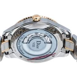 Pre Owned Dior Green 18K Rose Gold Stainless Steel Diamond VIII Place Vendome CD152511 Women's Wristwatch 32 mm