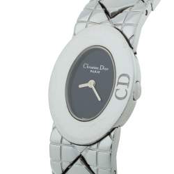 Pre Owned Christian Dior Black Stainless Steel Lady Dior D90-100 Women's Wristwatch 21 mm