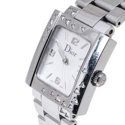 Pre Owned Dior SIlver Stainless Steel Diamond Riva D98-1014 Women's Wristwatch 24.50 mm