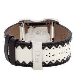 Dior Black Stainless Steel Leather Chris 47 CD033110 Women's Wristwatch 25 MM