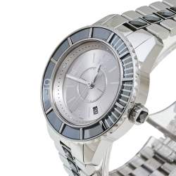 Pre Owned Dior Silver Grey Crystal Stainless Steel CD113116 Christal Women's Wristwatch 33MM