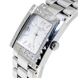 مملوكة مسبقًا Dior Silver Stainless Steel Diamond Riva D98-1014 Women's Wristwatch 25 MM