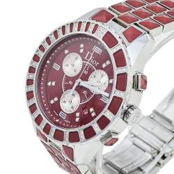 Dior Red Crystals & Stainless Steel Diamond Christal CD11431G-V Women's Wristwatch 38 mm