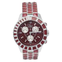 Dior Red Crystals & Stainless Steel Diamond Christal CD11431G-V Women's Wristwatch 38 mm
