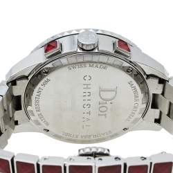 Dior Red Crystals & Stainless Steel Diamond Christal CD11431G-V Women's Wristwatch 38 mm