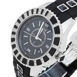 Dior Black Stainless Steel & Rubber Diamonds Christal CD113115R001 Women's Wristwatch 33 mm