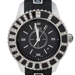 Dior Black Stainless Steel & Rubber Diamonds Christal CD113115R001 Women's Wristwatch 33 mm