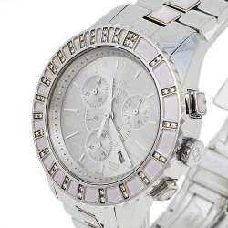 Dior Silver Stainless Steel Diamond Studded Pink Sapphire Christal CD114315M001 Women's Wristwatch 39 mm