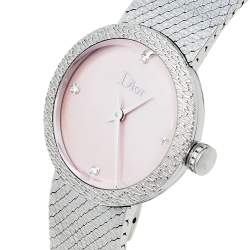 مملوكة مسبقًا Dior Pink Mother of Pearl Stainless Steel Diamond La D De Dior Satine CD047112M002 Women's Wristwatch 25 mm